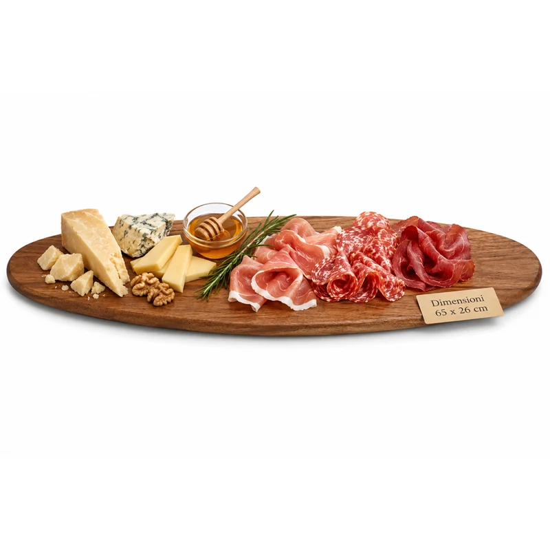 Vassoio Tagliere da Portata Ovale per Aperitivi 65x26 cm in Legno