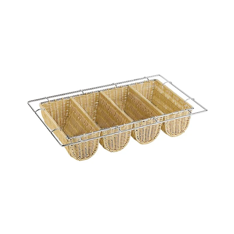 Cesto portaposate polyrattan e filo cromato gastronorm 1/1