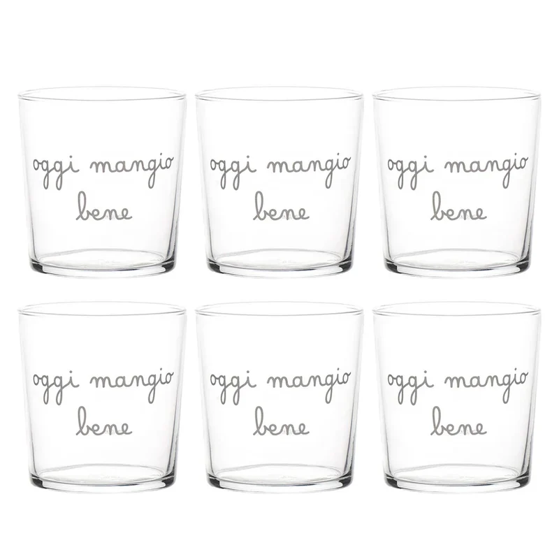 SET 6 bicchieri "Oggi mangio bene"