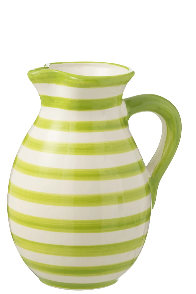 GRANADA STRIPES Brocca in ceramica, bianco/verde, Grande