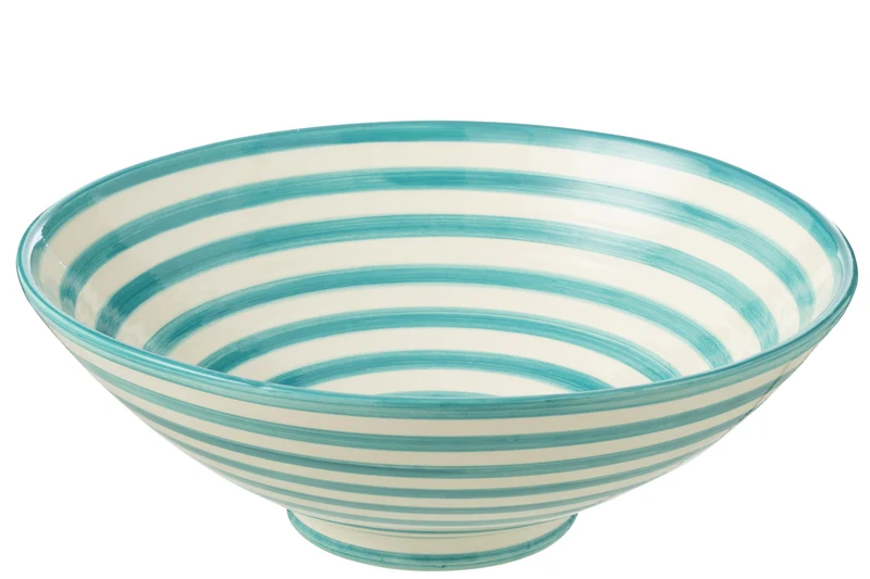 Ciotola Lebrillo Granada Stripes in ceramica, bianco/azzurro