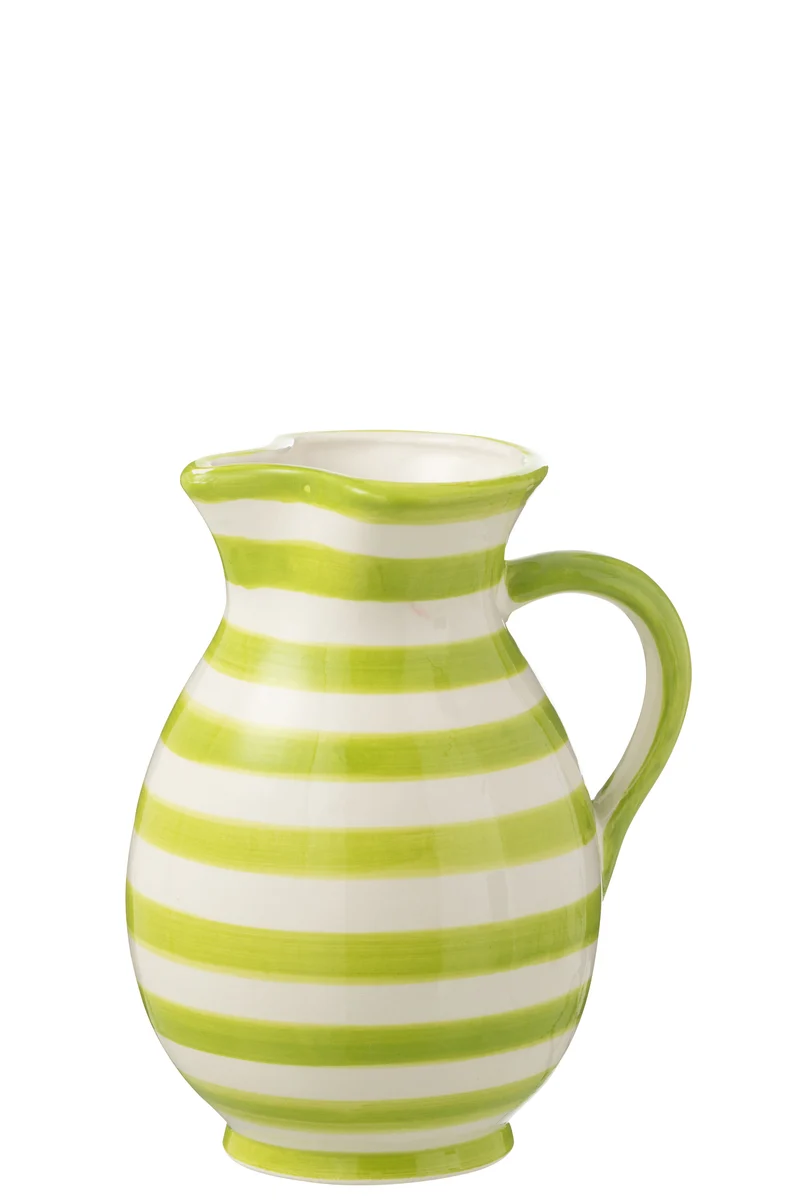 GRANADA STRIPES Brocca in ceramica, bianco/verde, Medio