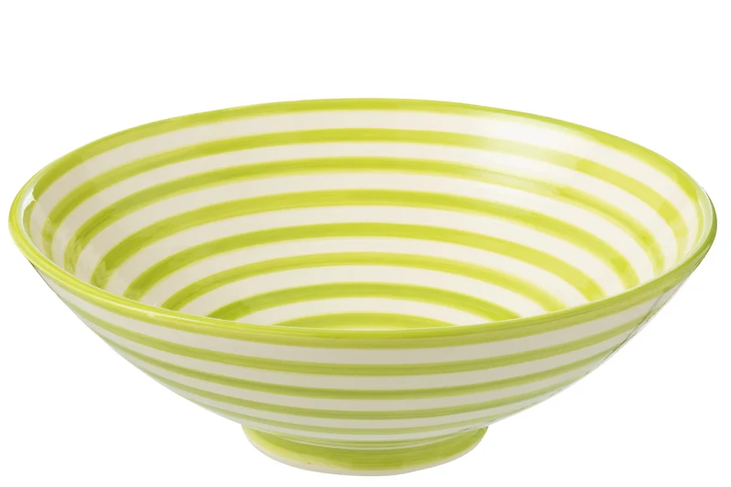 Ciotola Lebrillo Granada Stripes in ceramica bianca/verde