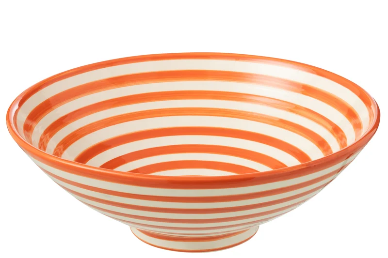 Ciotola Lebrillo Granada Stripes in ceramica, bianco/arancione