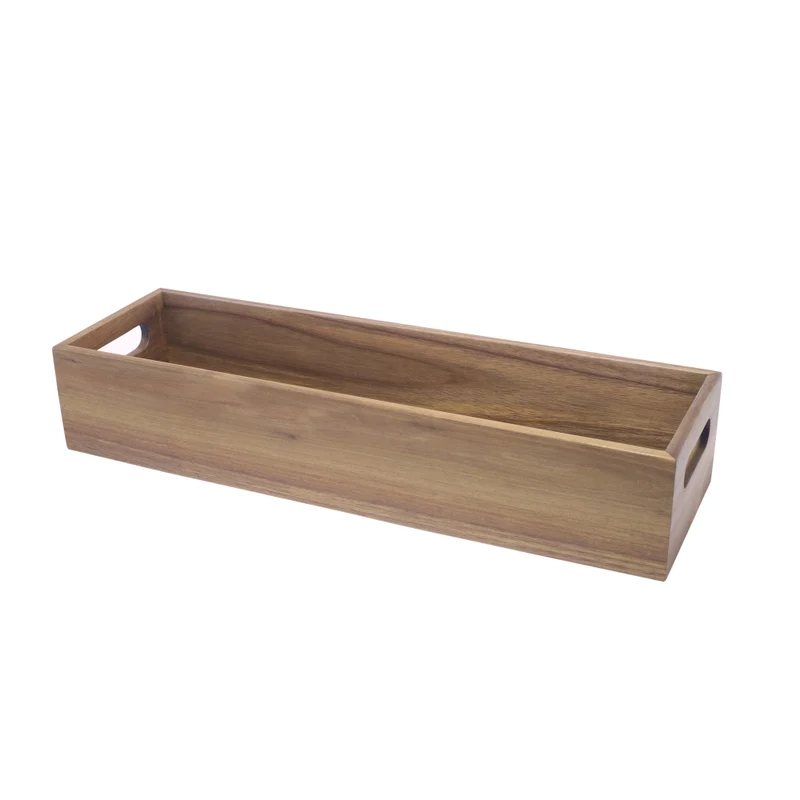 Cassetta/alzata legno di acacia gn 2/4 cm.53x16.2 h.10