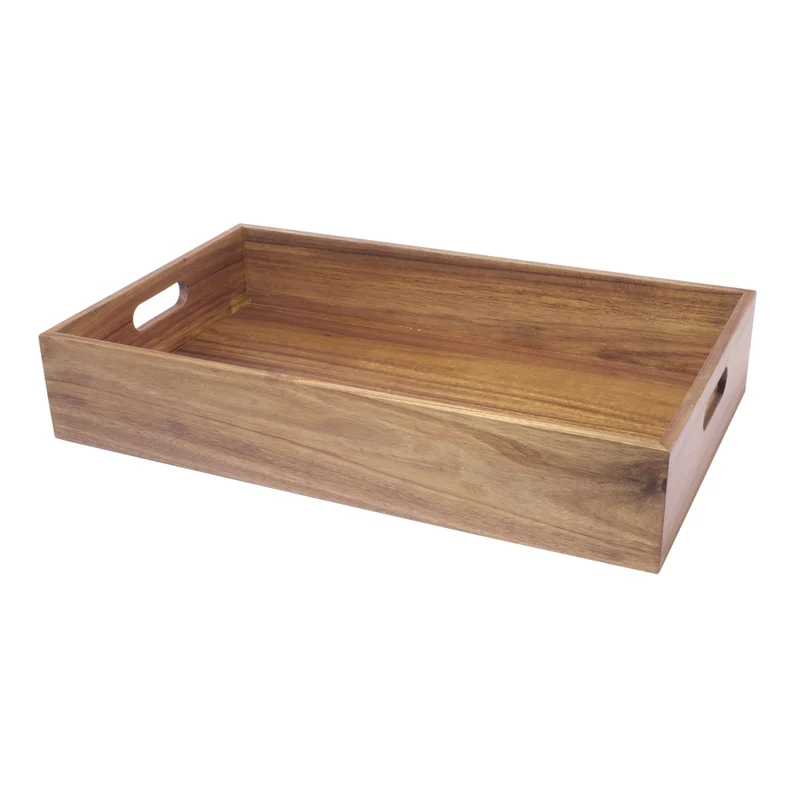 Cassetta/alzata legno di acacia gn 1/1 cm.53x32.5 h.10