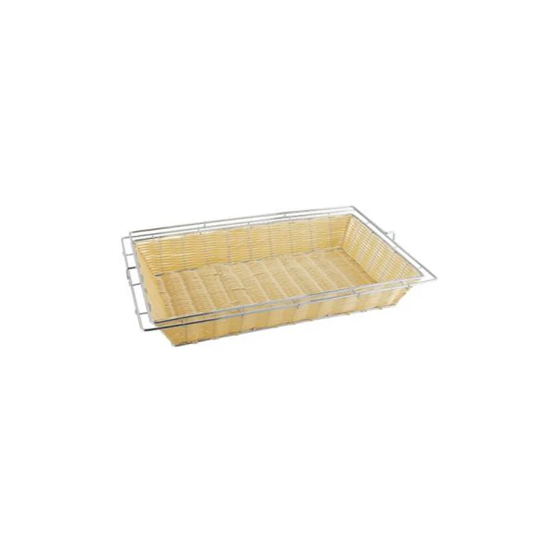 Cesto pane cm.53x32.5 h.9 con telaio in filo in polyrattan