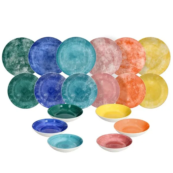 Servizio Tavola 18 pezzi FIESTA - Porcellana Multicolor