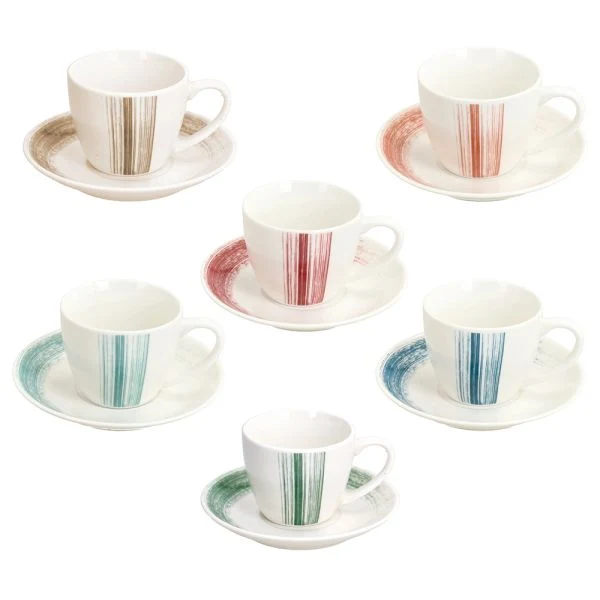 SET 6 tazze caffè con piatto 80 cc IRIS - Porcellana Multicolor