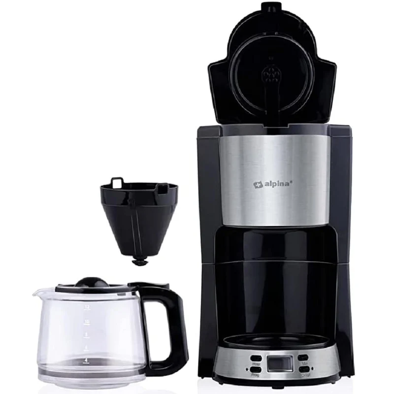Macchina da Caffè 1000 W Caffettiera con Filtro Caraffa da 1,5 Litri 12 Tazzine Nero