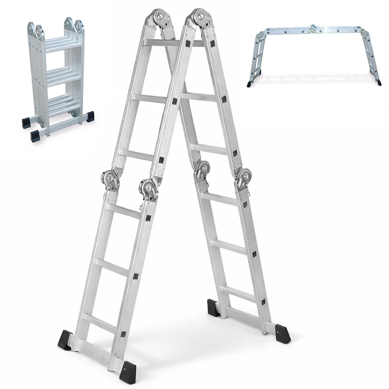 Scala Multifunzione Everest 4 Elementi x 3 Gradini con Portata Massima 150kg in Alluminio