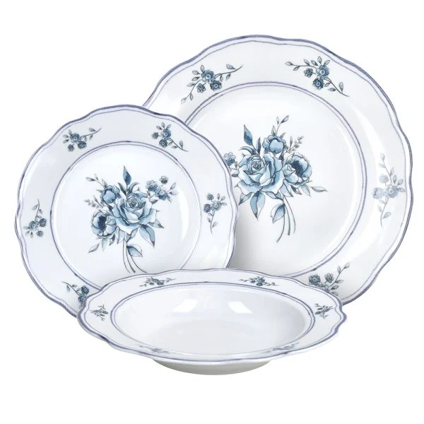 Servizio Tavola 18 pezzi HERITAGE FLORALS - Porcellana Blu