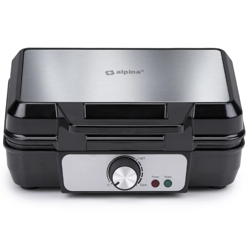 Piastra per Waffle Cialde Potenza 1000W Manici Termici e Rivestimento Antiaderente nero