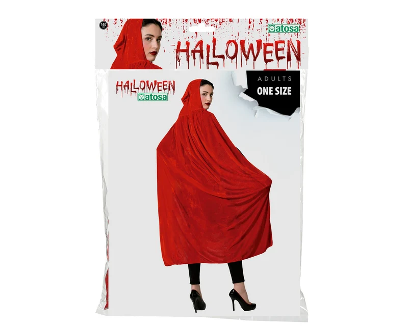 Atosa Mantella Con Cappuccio 140Cm Velluto Rosso