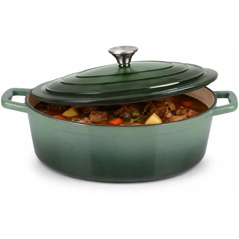 Casseruola Pesante Ø33 cm Pentola Olandese in Ghisa Conservazione Calore Verde