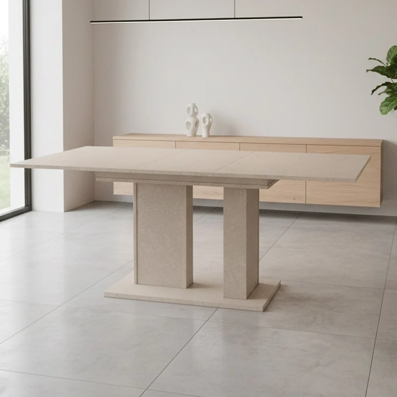 Tavolo allungabile Sone con allunga centrale colore cashmere