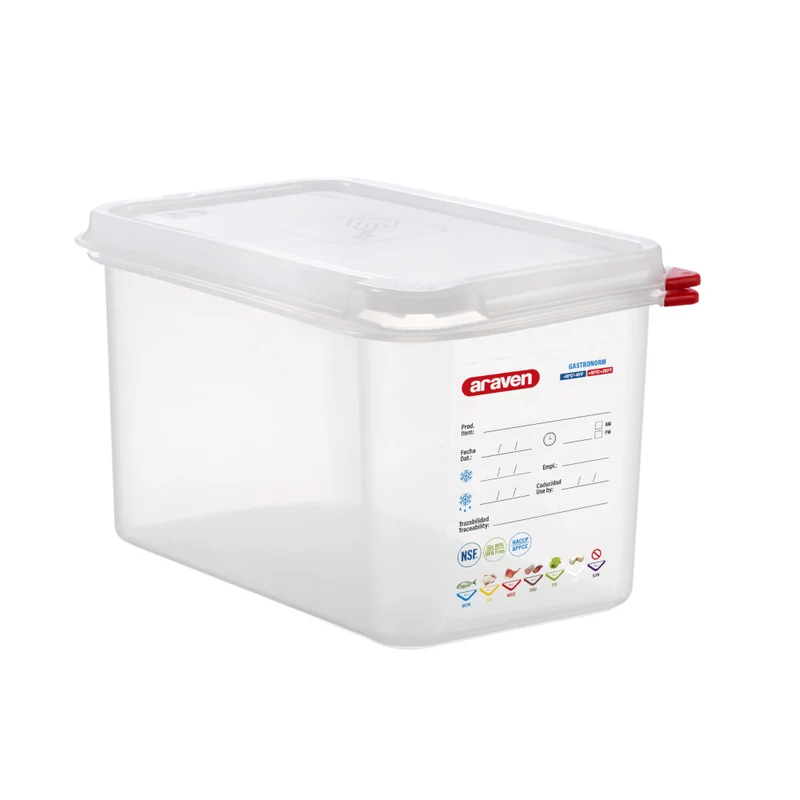 Contenitore polipropilene gn 1/4 h.15 con coperchio araven