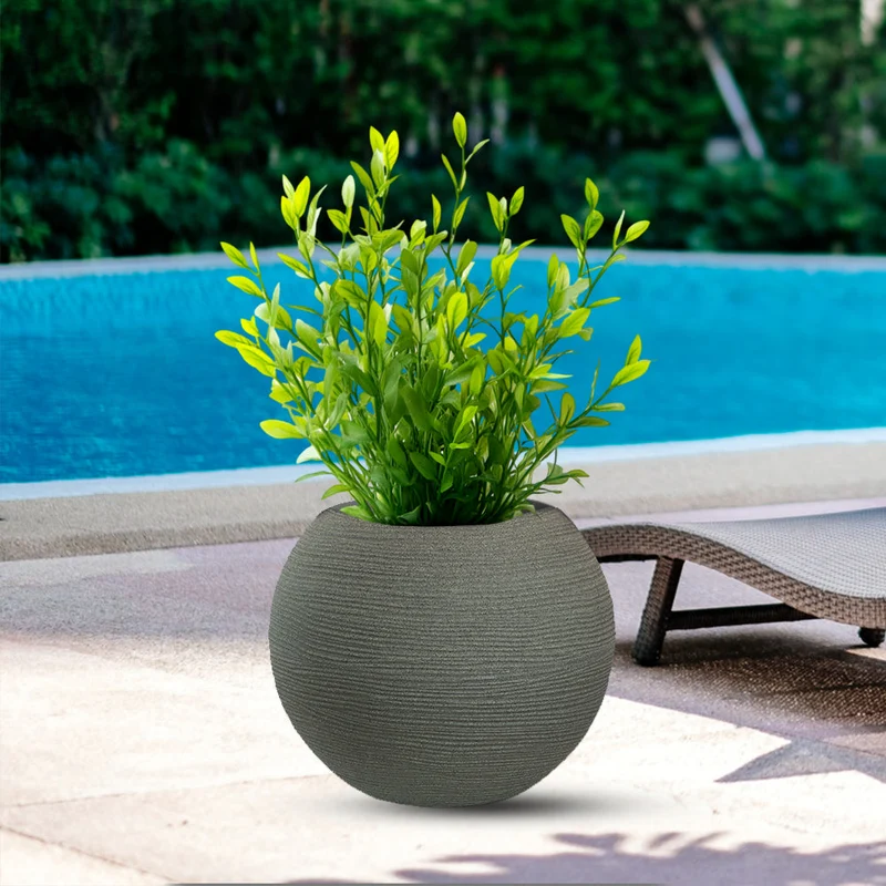 Vaso da Esterno Interno Design a Sfera Ø40x33 cm Botticelli in Resina Verde