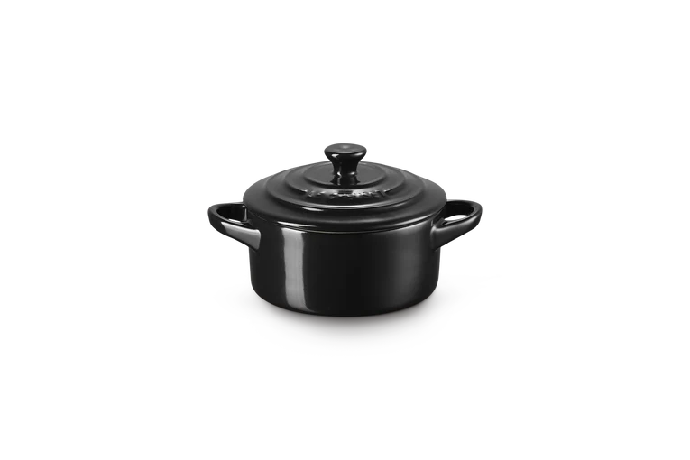 Mini cocotte rotonda in gres vetrificato - Nero Lucido 10 CM / 0.25 L