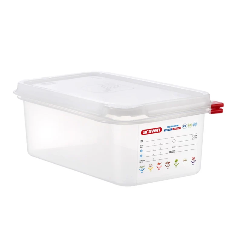 Contenitore polipropilene gn 1/4 h.10 con coperchio araven