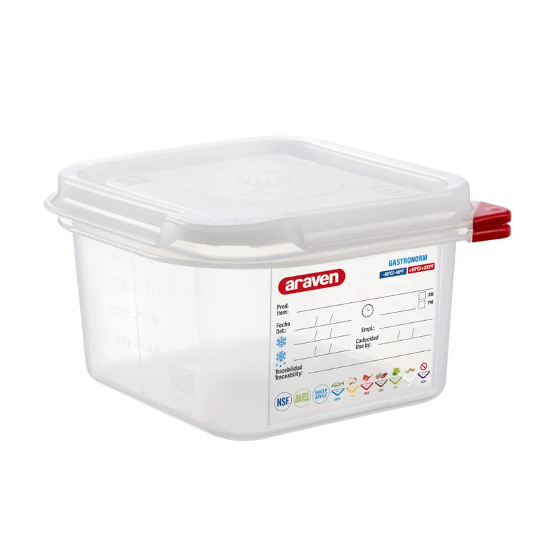 Contenitore polipropilene gn 1/6 h.10 con coperchio araven