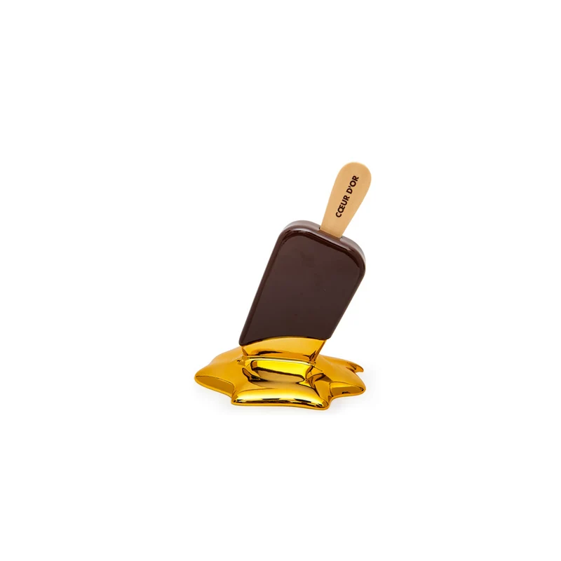 Scultura MINI COEUR D’OR MARRONE E ORO - H 13