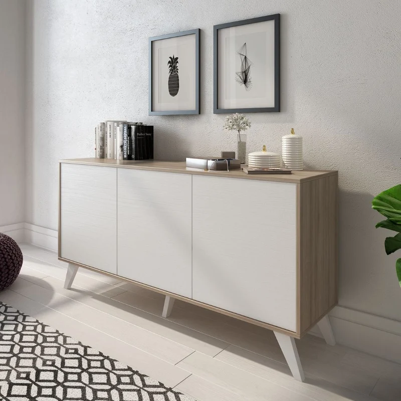 Madia Nimes con 3 ante colore bianco rustica e struttura in olmo almeria