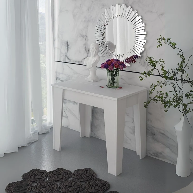 Consolle allungabile Petra con 6 allunghe colore bianco rustika