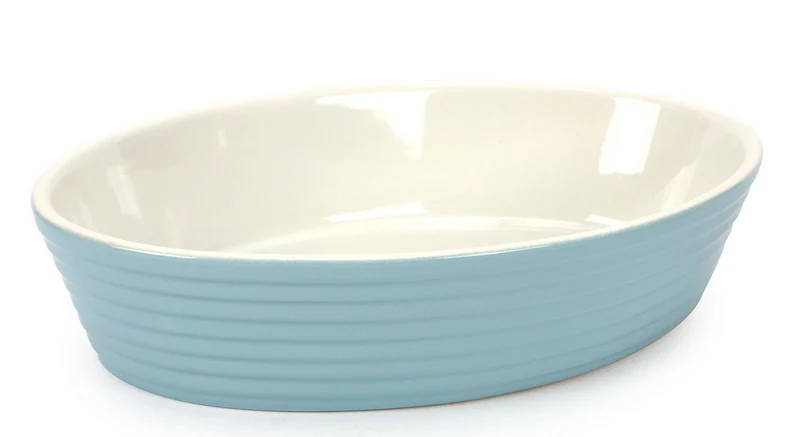 PIROFILA OVALE IN PORCELLANA CM.31X21X6,8 COLOR AZZURRO