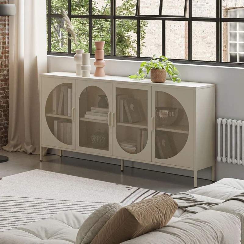 Credenza Tayra in metallo con 4 ante 160 cm. crema