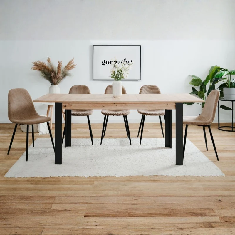 Tavolo allungabile Tolosa 80B colore rovere e gambe nere 150x75x80 cm.