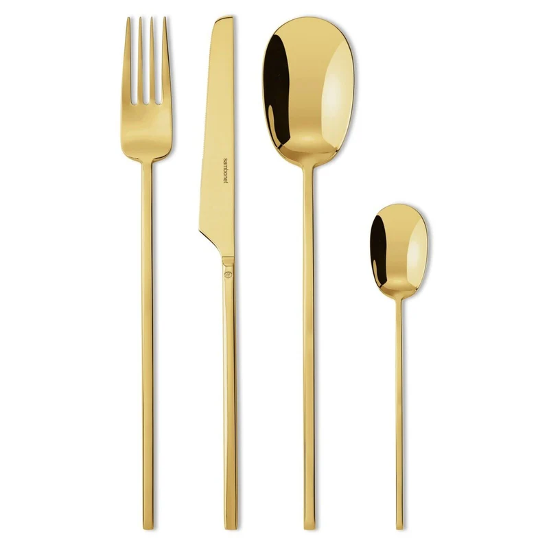 100 Servizio tavola 24 posate mirror PVD gold