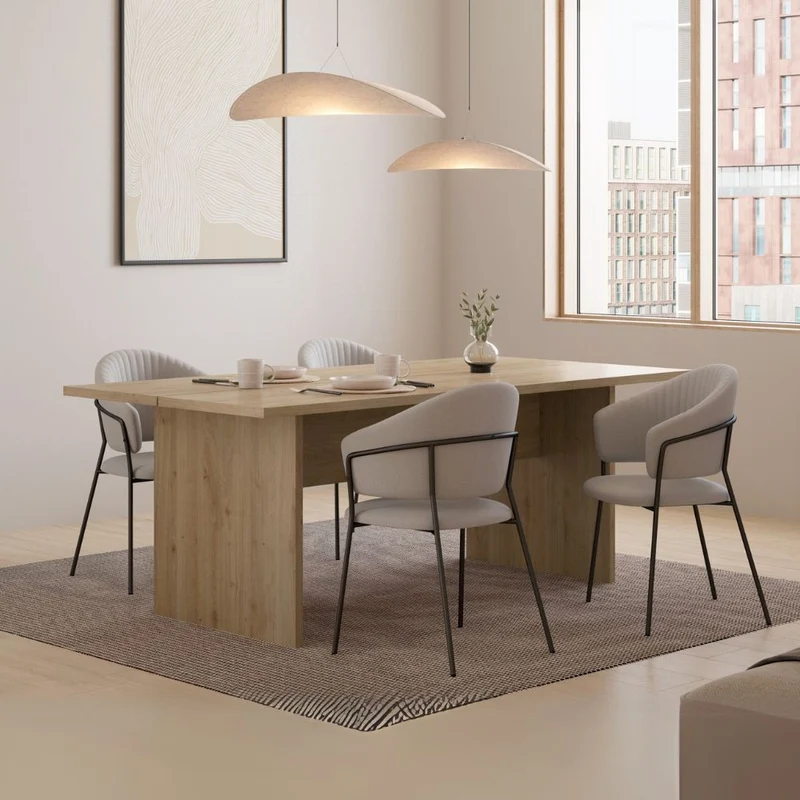 Tavolo rettangolare fisso Loana in rovere cadiz 200x100x75 H cm.