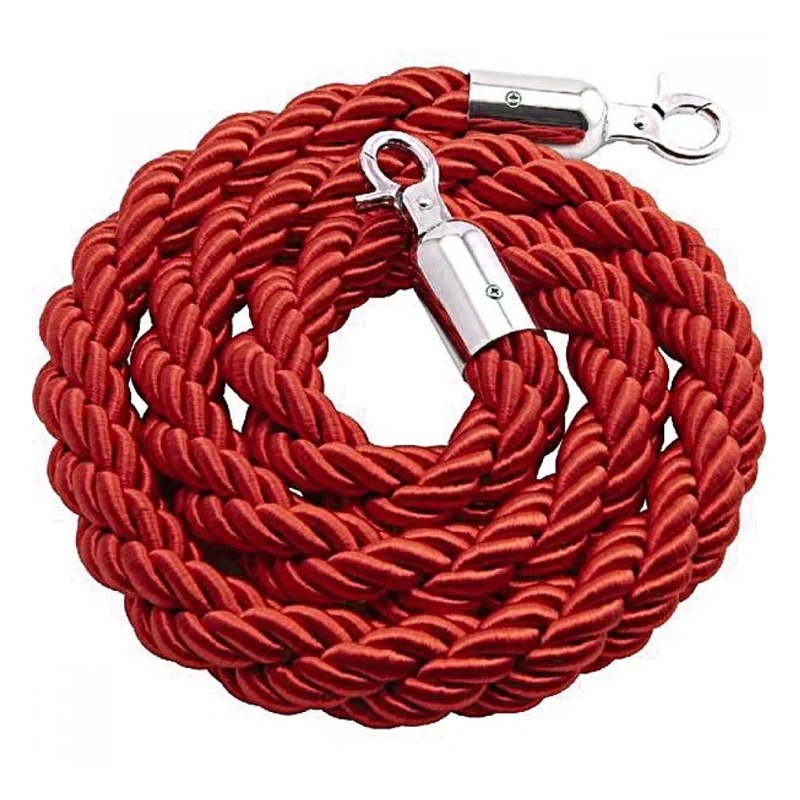 Cordone per colonnina rosso con ganci inox mt.1.5