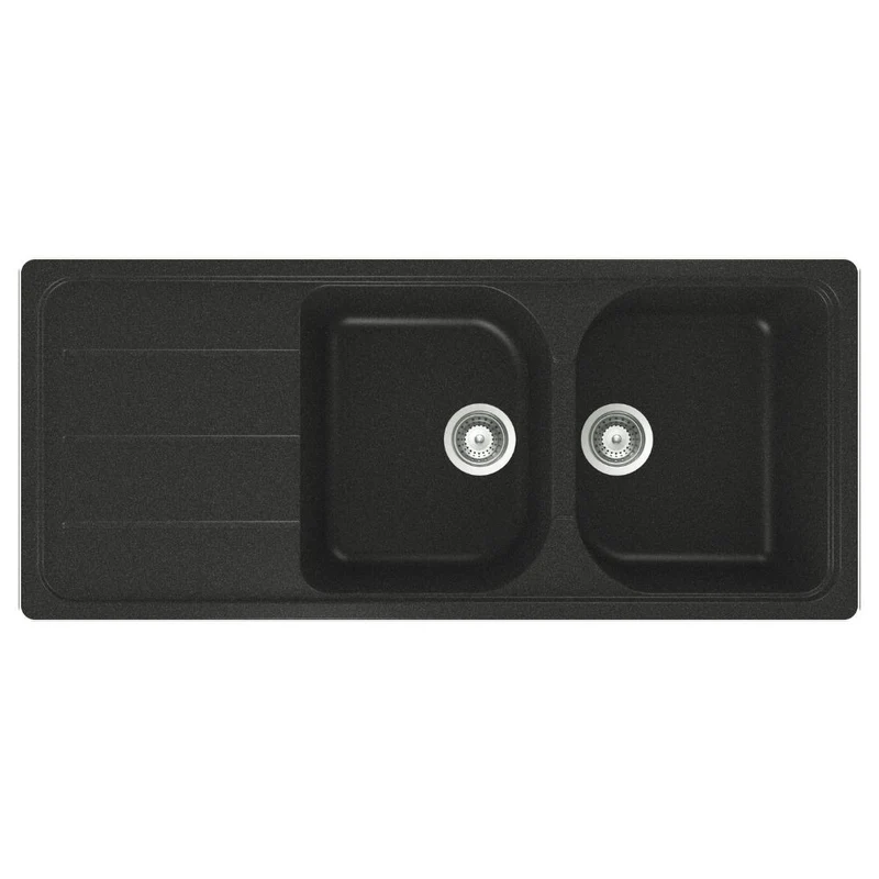 Lavello 116x50 cm 2 vasche gocciolatoio nero Samet
