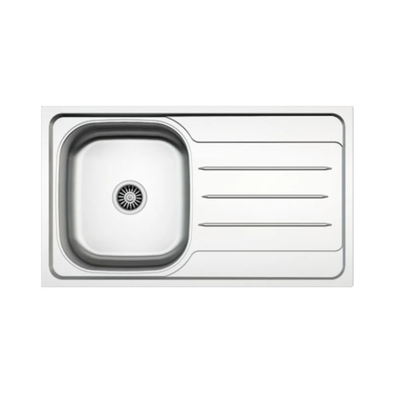 Lavello incasso cucina acciaio 86x50 cm una vasca e gocciolatoio destro