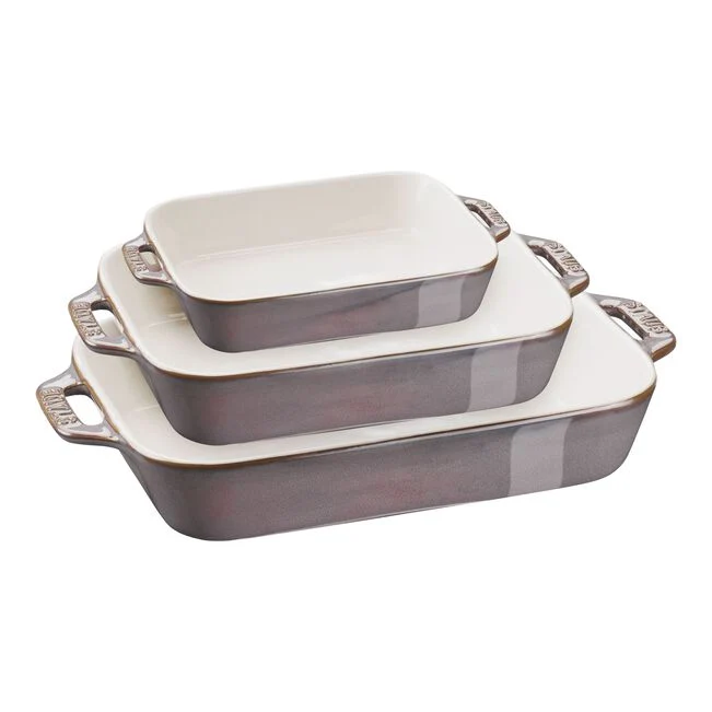 SET di pirofile rettangolare - 3-pz., grigio antico