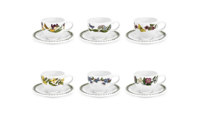 Portmeirion Botanic Garden Set 6 Tazze Caffè Espresso svasate con Piattino