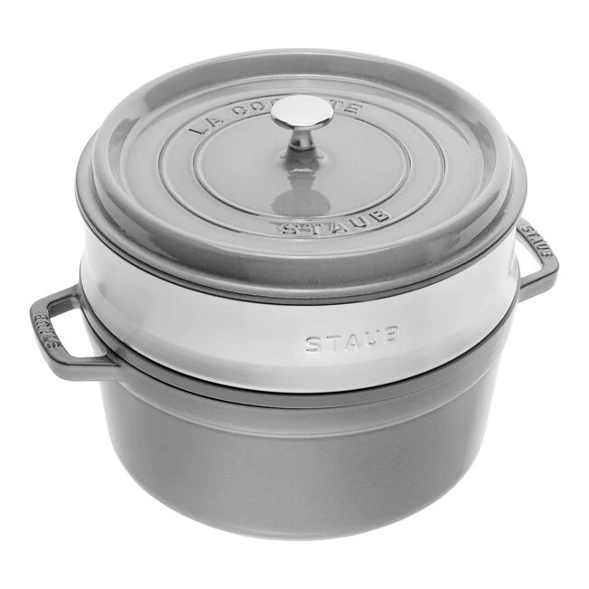 Cocotte con cestello a vapore rotonda - 26 cm, grigio grafite