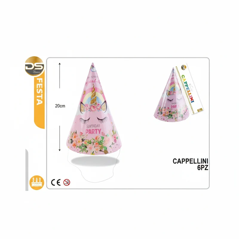 Dz Party Cappellini Unicorno 20Cm 6Pz