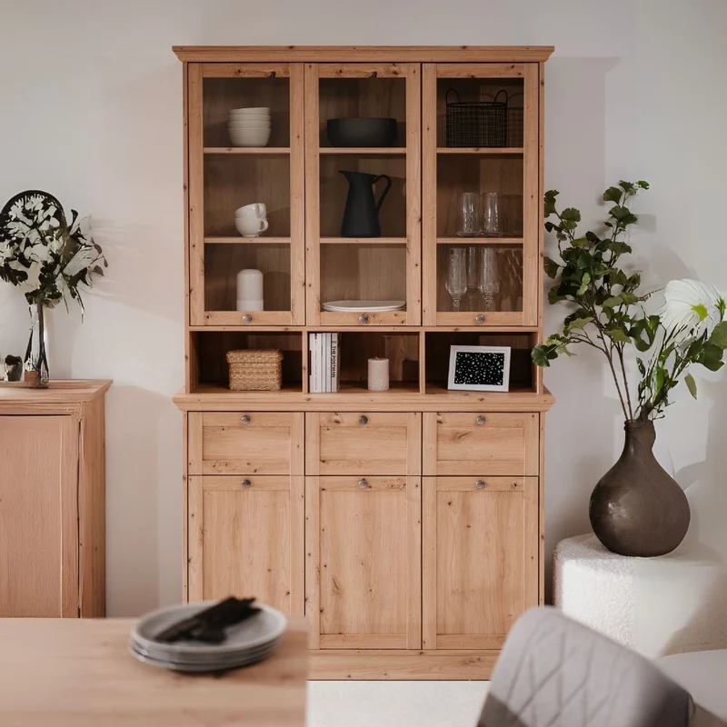 Credenza con vetrina Timber 54A colore rovere anticato