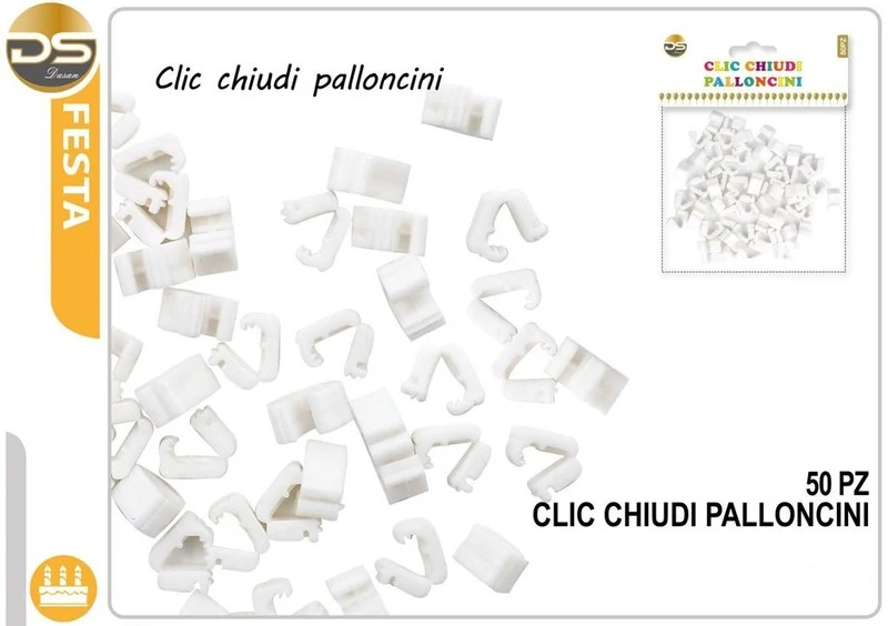 Dz Party Clic Chiudi Palloncini 50Pz Bianco