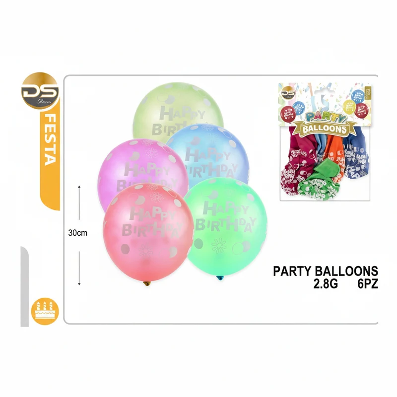 Dz Party Palloncini Hb Colori Misti 2.8G 30Cm 6Pz