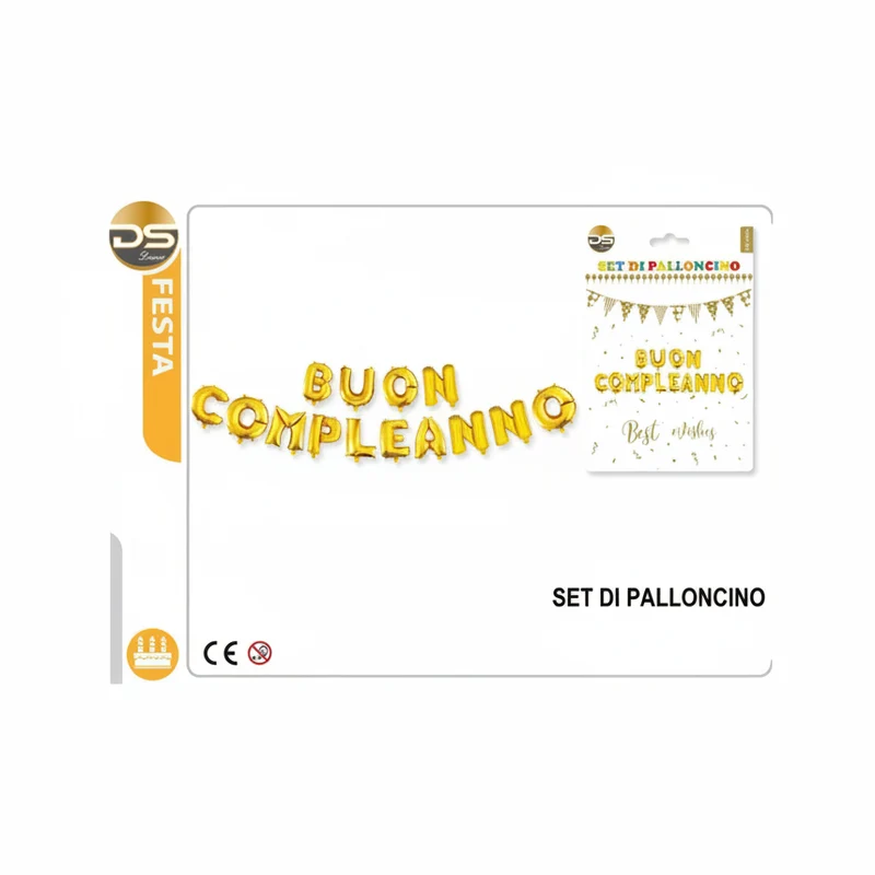 Dz Party Set Palloncini Decorati 12Pz Buon Compleanno Oro