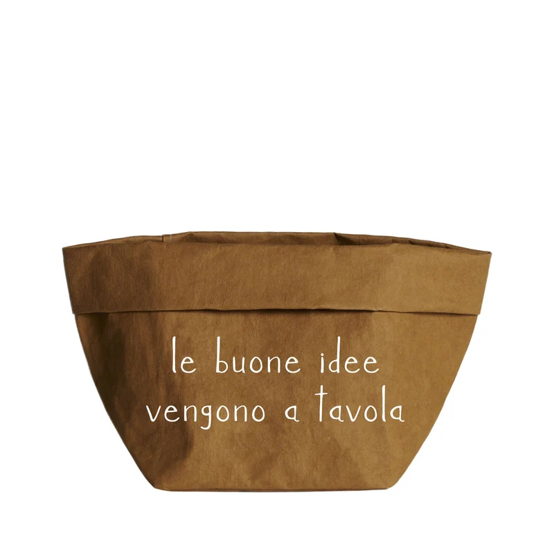 Contenitore in cellulosa per pane " Le buone idee vengono a tavola "