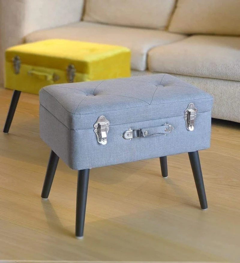 Pusher Bauletto Poggiapiedi, Legno, Grigio, 41 x 30 x 58 cm