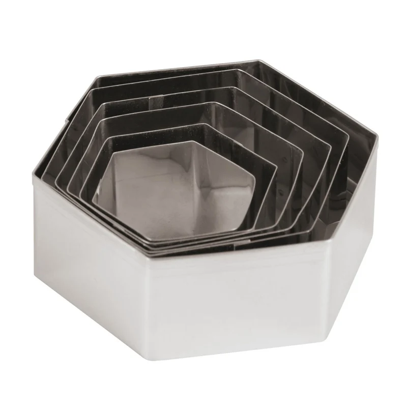 Set tagliapasta inox esagono da cm.4.5x4 a cm.9.5x9 set 6 pezzi