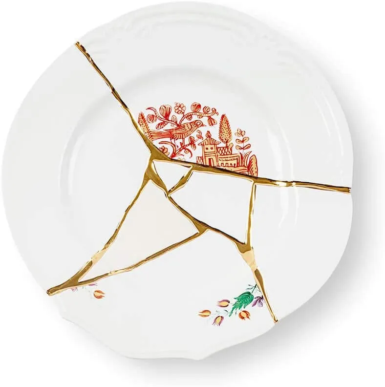 Seletti Piatto Piano In Porcellana Ø Cm.27,5 H.3 "Kintsugi-N'1" - 09611