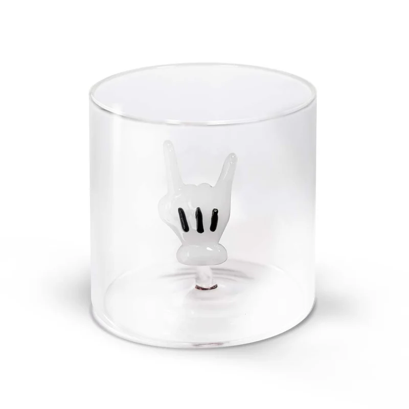 Bicchiere in vetro borosilicato con soggetto in vetro colorato - Mano