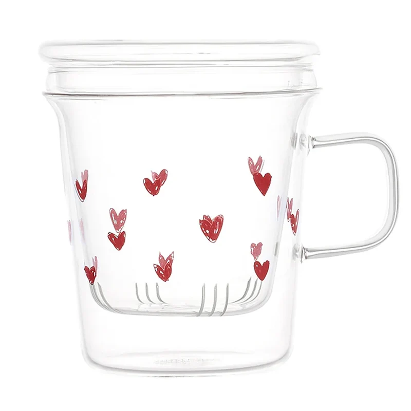 Mug con Infusore Tappezzeria Cuori - Rosso 400 ML